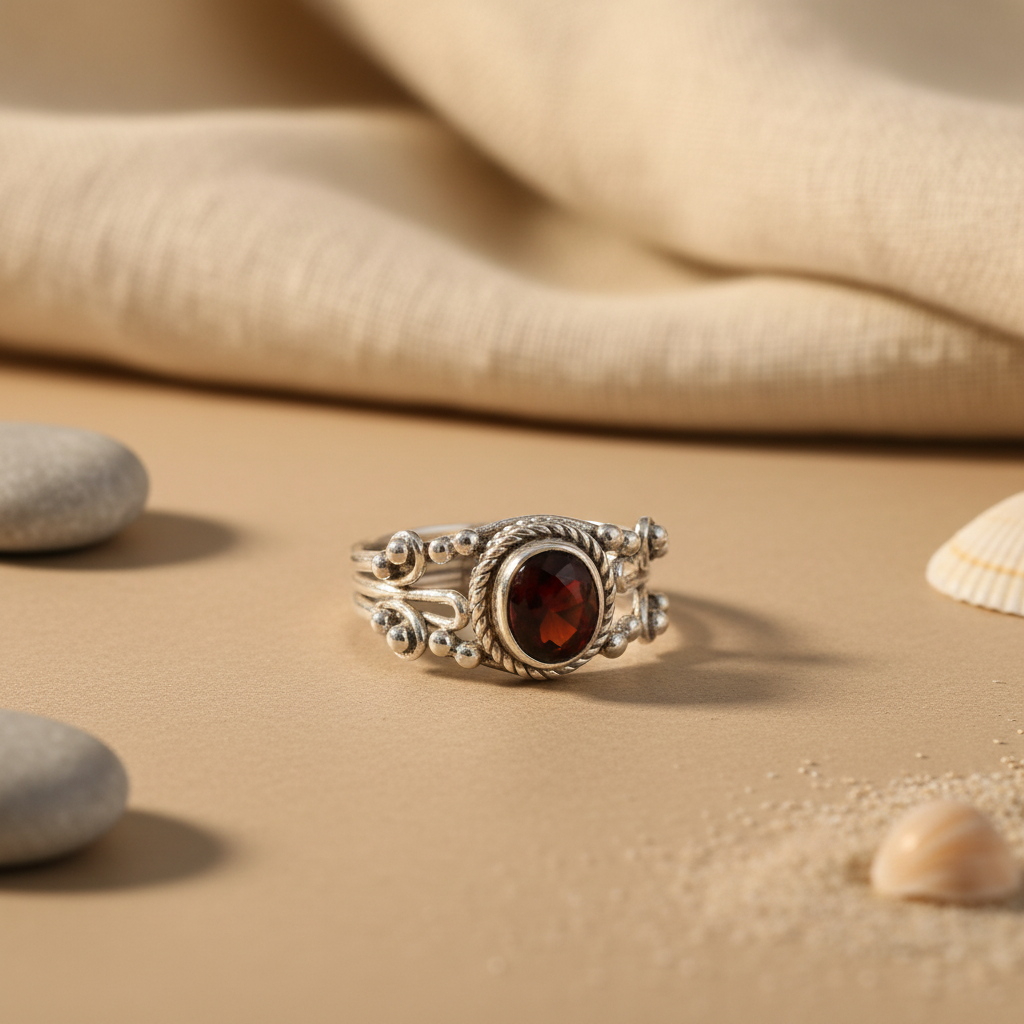 925 Silver Garnet Gemstone Ring for Women | Gift Jewelry