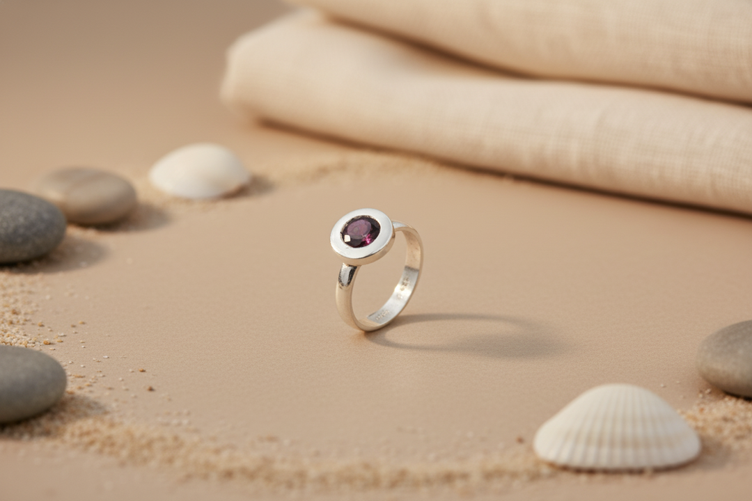925 Silver Garnet Ring for Women | Gemstone Jewelry