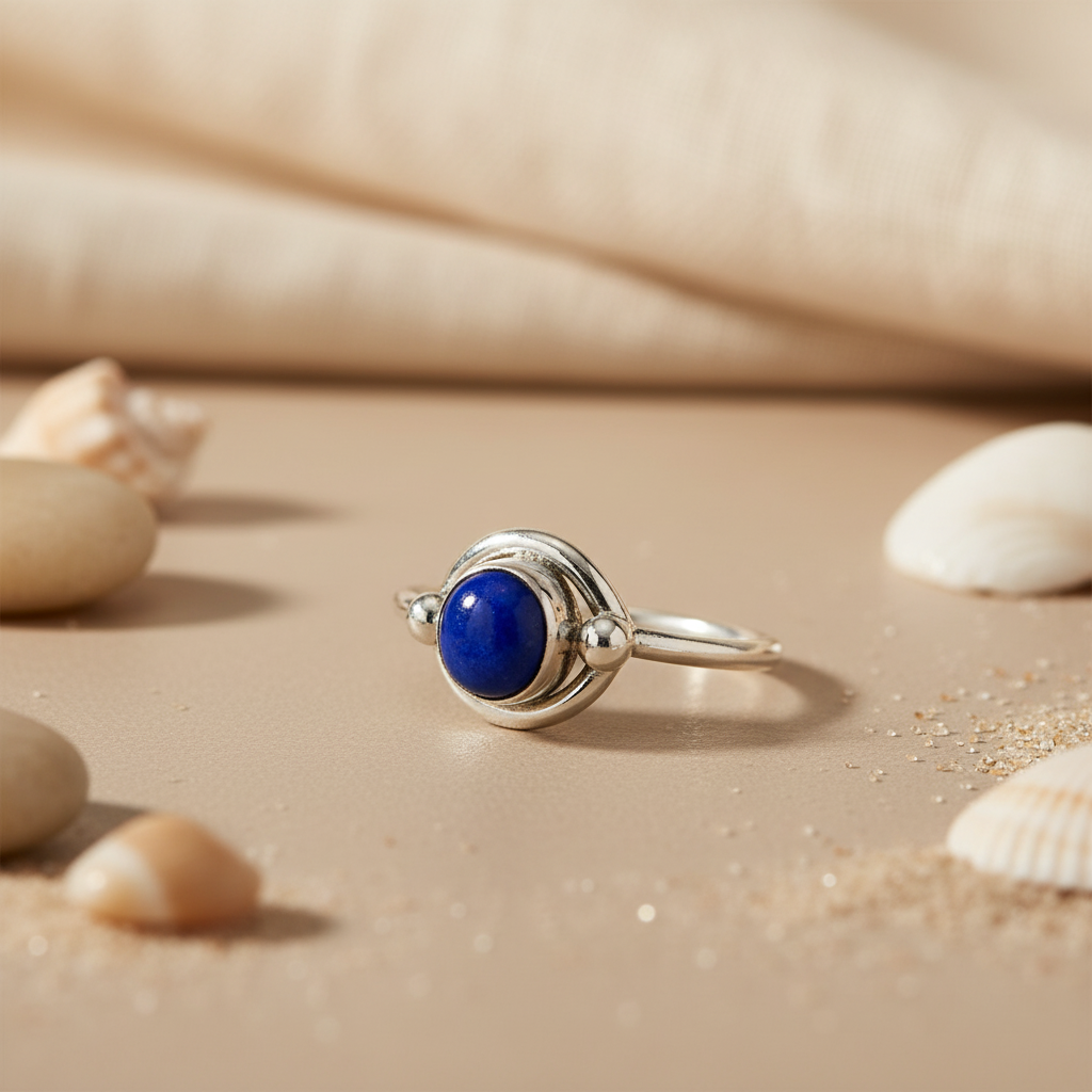 925 Silver Lapis Lazuli Ring for Women | Blue Gemstone Jewelry
