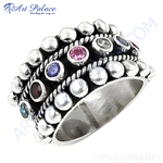 Load image into Gallery viewer, 925 sterling silver gemstone ring featuring multiple colorful gemstones, perfect for any occasion.
