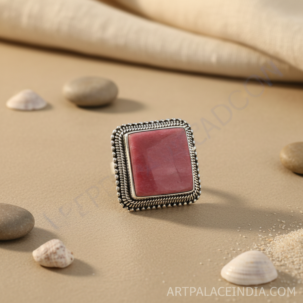 925 Silver Rhodonite Ring for Women | Gemstone Jewelry