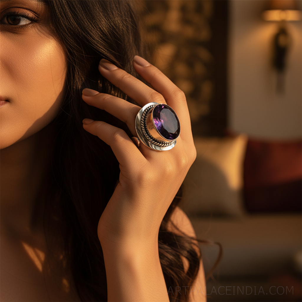 925 Sterling Silver Amethyst Ring for Women | Gemstone Jewelry