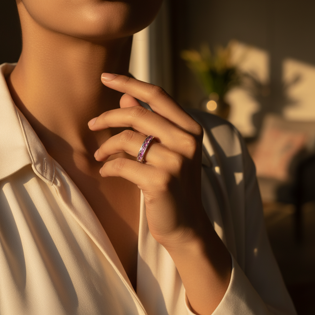 Silver Pink Sapphire Ring for Women | Gemstone Jewelry Gift