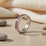 Load image into Gallery viewer, Silver Pink Sapphire Ring for Women | Gemstone Jewelry Gift
