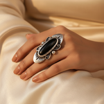 将图像加载到图库查看器中， 925 Silver Black Onyx Ring for Women | Statement Jewelry
