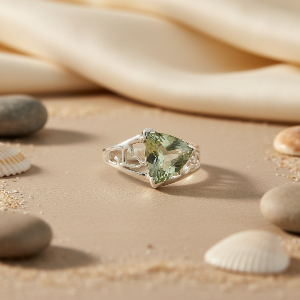 925 Silver Green Amethyst Ring for Women | Gemstone Jewelry