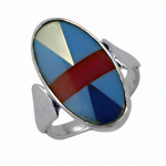 Load image into Gallery viewer, Silver Geometric Stone Ring for Women | Statement Jewelry

