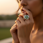 Load image into Gallery viewer, 925 Silver Round Green Gemstone Ring for Women | Daily Wear
