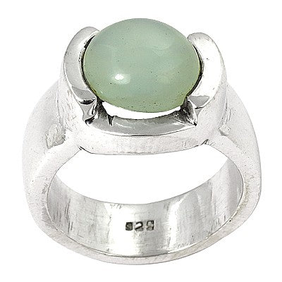 925 Silver Round Green Gemstone Ring for Women | Daily Wear