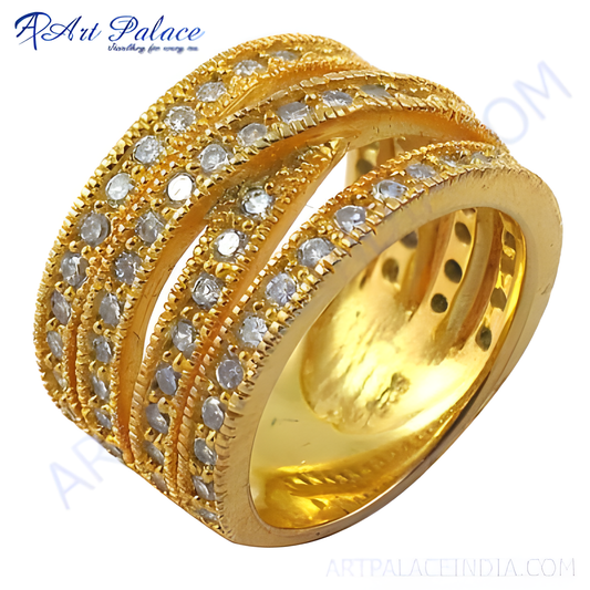 Sensational Cubic Zirconia Gold Plated Silver Ring High Class Cz Rings Adorable Cz Rings