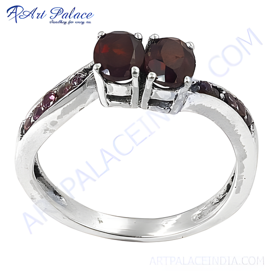 New Arrival Garnet & Pink CZ Gemstone Silver Ring Magnificent Cz Rings Stunning Cz Rings