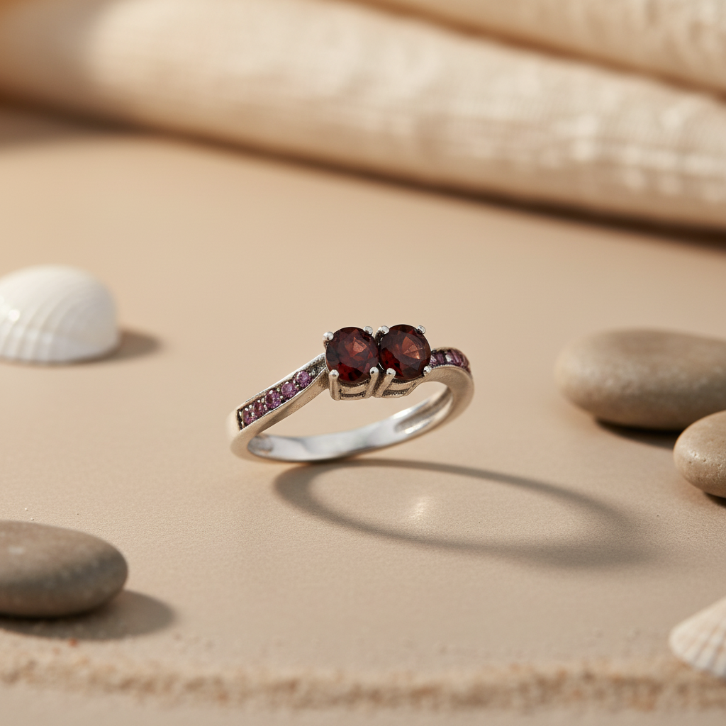 925 Silver Garnet Ring for Women | Anniversary Gift