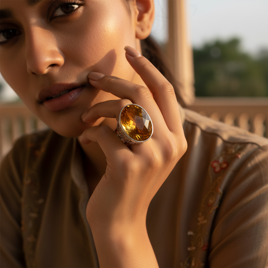 925 Silver Citrine Cocktail Ring for Women | Gemstone Jewelry