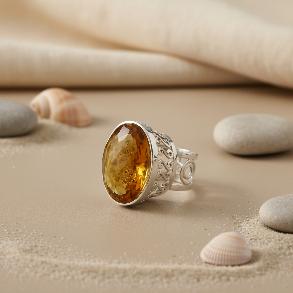925 Silver Citrine Cocktail Ring for Women | Gemstone Jewelry