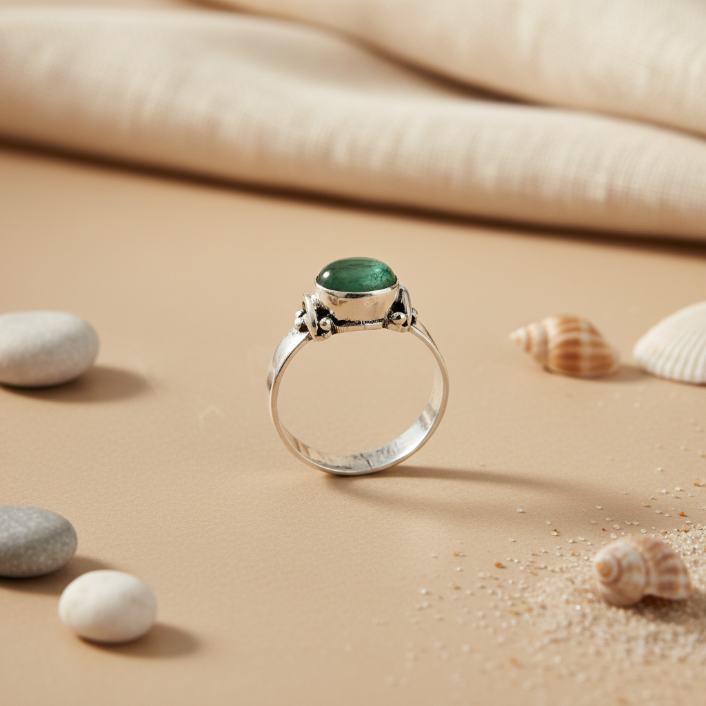 925 Silver Green Gemstone Ring for Women | Gift Jewelry