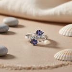 将图像加载到图库查看器中， 925 Silver Iolite &amp; White Topaz Ring for Women | Gift Jewelry
