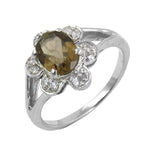 将图像加载到图库查看器中， 925 Silver Smoky Quartz Ring | Floral Design for Women
