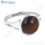 Load image into Gallery viewer, 925 sterling silver ring with a round brown gemstone, perfect for women.
