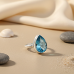 Load image into Gallery viewer, 925 Silver Blue Topaz Ring for Women | Pear-Cut Gemstone
