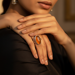 Load image into Gallery viewer, 925 Silver Oval Amber Ring for Women | Gemstone Jewelry
