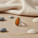 Load image into Gallery viewer, 925 Silver Oval Amber Ring for Women | Gemstone Jewelry
