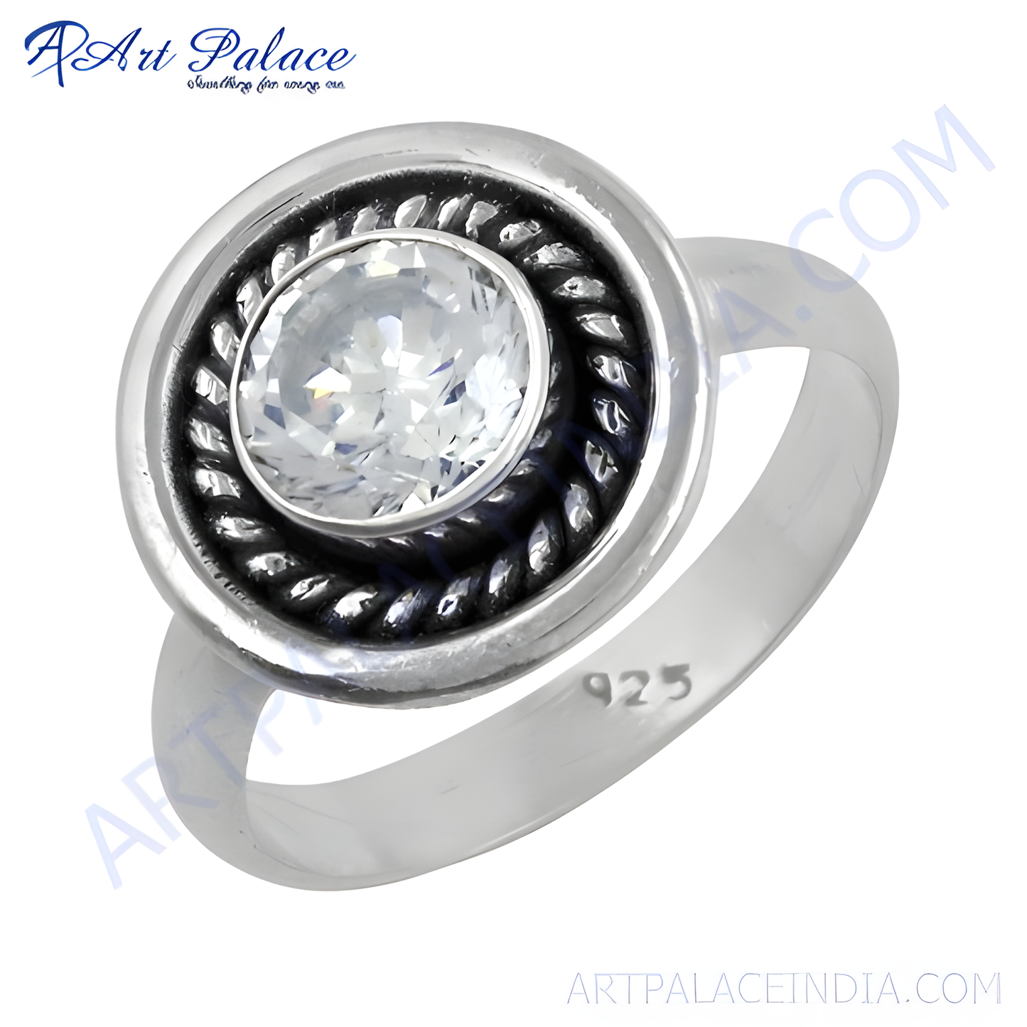 Ethnic Designer Cubic Zirconia Gemstone Silver Ring