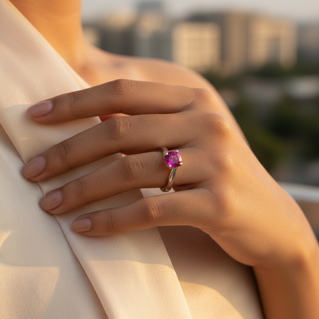 925 Silver Ruby Solitaire Ring for Women | Engagement Ring