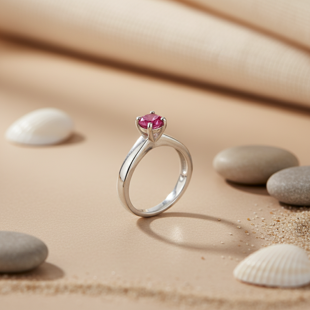 925 Silver Ruby Solitaire Ring for Women | Engagement Ring
