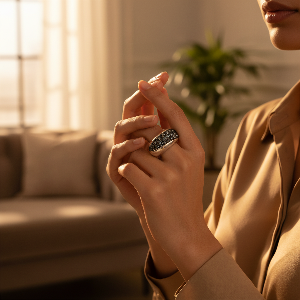 Silver Ring with Sparkling Stone for Women | Statement Jewelry