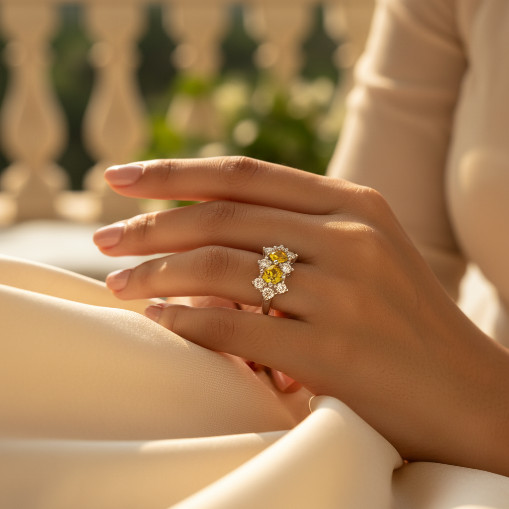 925 Silver Yellow Sapphire Ring for Women | Gemstone Jewelry