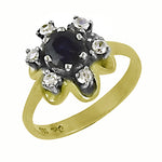 将图像加载到图库查看器中， Sapphire &amp; Diamond Floral Ring for Women | gold plating Ring
