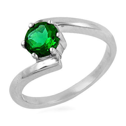 Silver emerald ring for women | gemstone jewelry gift