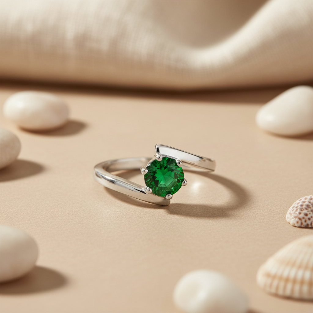 Silver Emerald Ring for Women | Gemstone Jewelry Gift