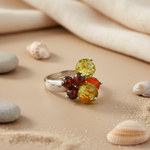 Load image into Gallery viewer, Silver Multi-Gemstone Cocktail Ring for Women | Statement Ring
