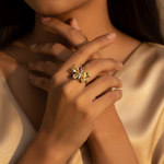 将图像加载到图库查看器中， 925 Silver Butterfly Ring with Yellow Gemstones | Women's Jewelry
