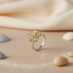 将图像加载到图库查看器中， 925 Silver Butterfly Ring with Yellow Gemstones | Women's Jewelry
