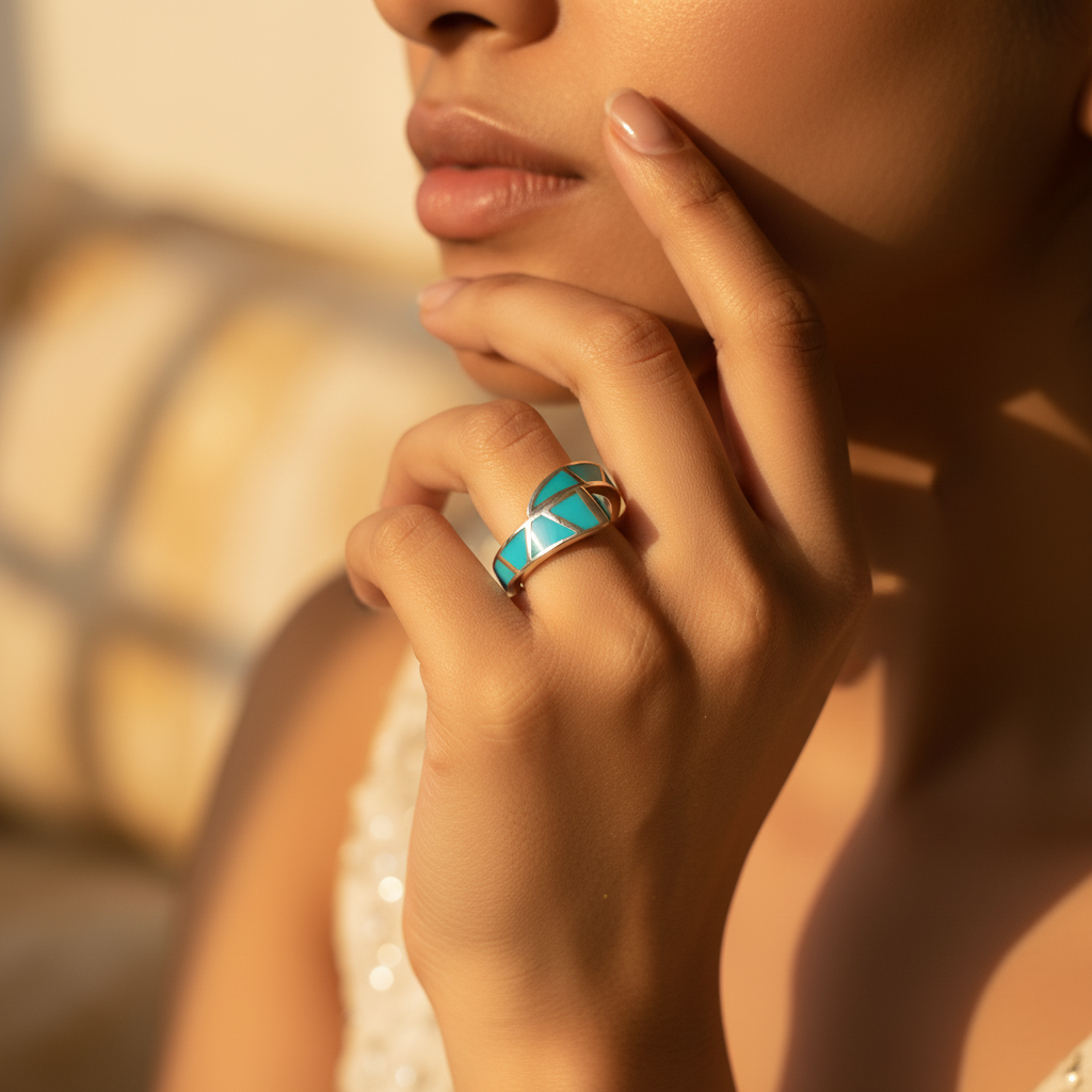 925 Sterling Silver Turquoise Ring for Women | Statement Jewelry
