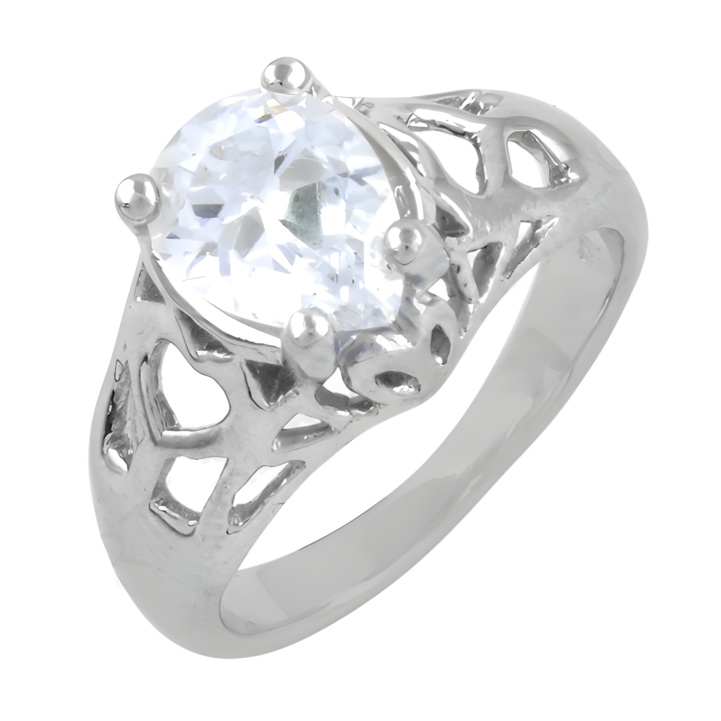 Fret Designer Cubic Zirconia Gemstone Silver Ring