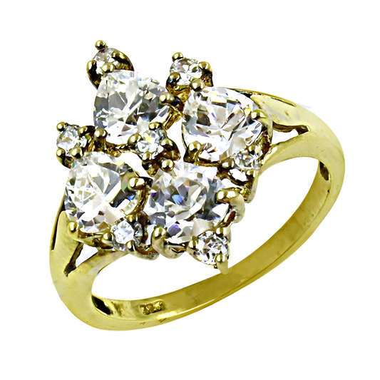 Sensational Cubic Zirconia Gemstone Silver Gold Plated Ring, 925 Sterling Silver Jewelry