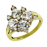 将图像加载到图库查看器中， gold plating Ring with White Gemstones | Women's Floral Ring
