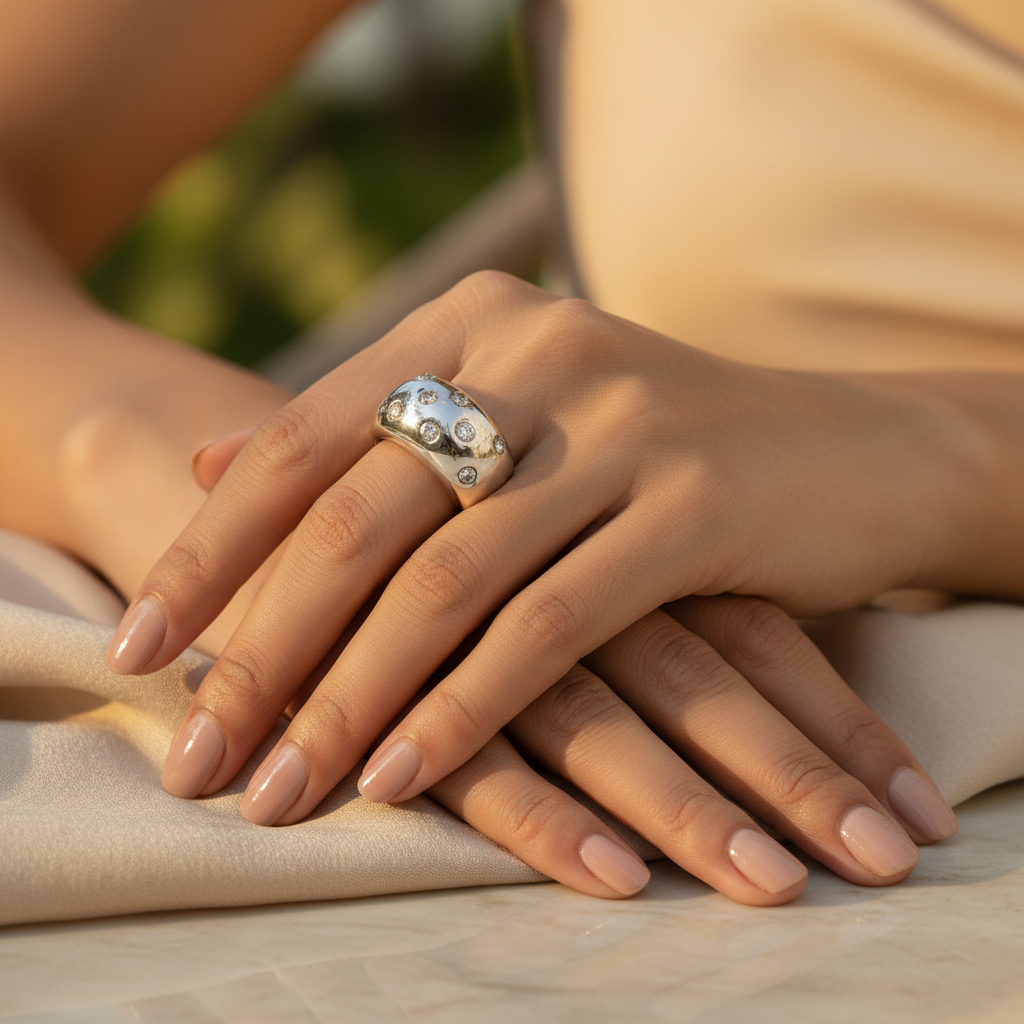 Silver ring with cubic zirconia stones for women | gift