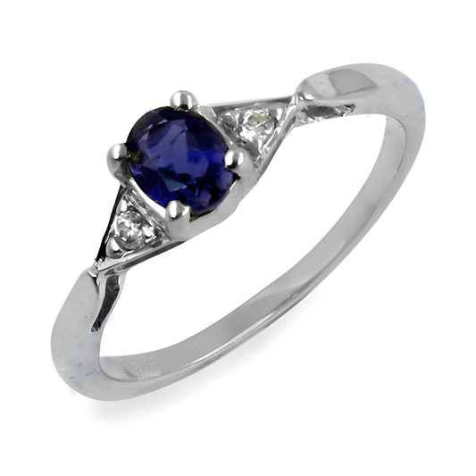 New Fashionable Zirconia & Iolite Zirconia Gemstone Silver Ring