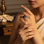 将图像加载到图库查看器中， 925 Sterling Silver Black Onyx Ring for Women | Statement Jewelry
