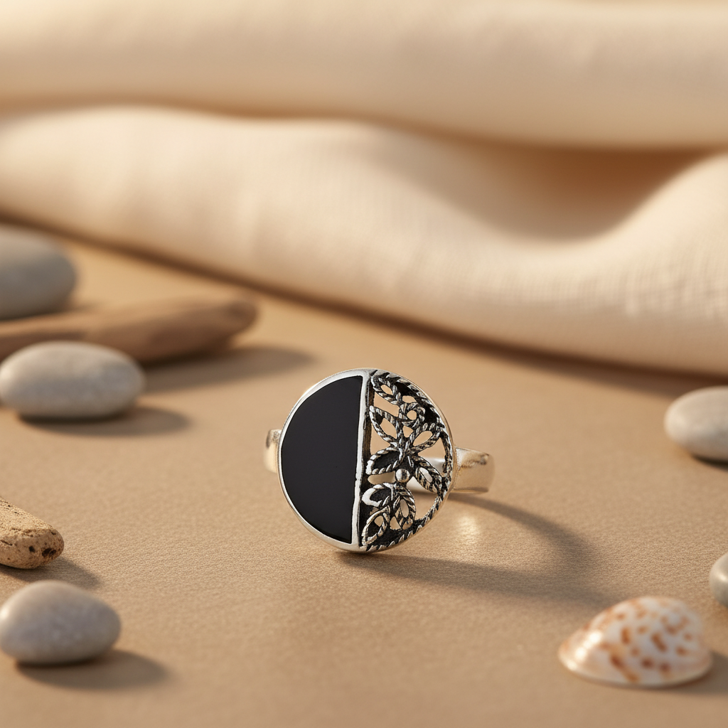 925 Sterling Silver Black Onyx Ring for Women | Statement Jewelry
