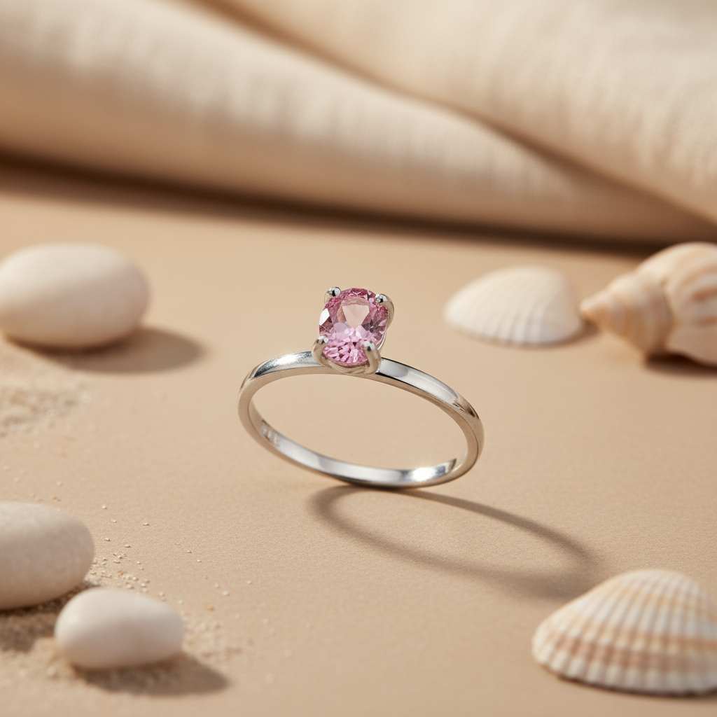 925 Silver Pink Topaz Ring for Women | Gemstone Jewelry