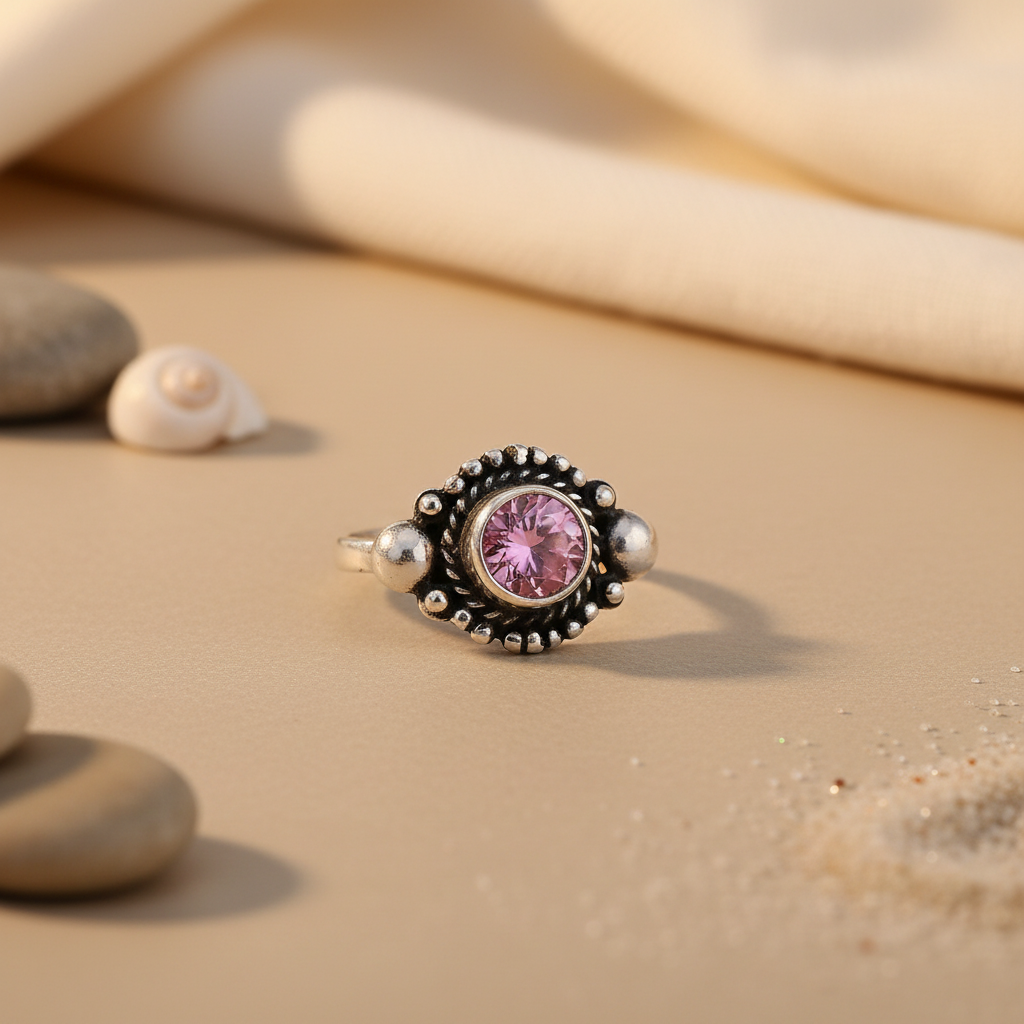 925 Silver Pink Gemstone Ring for Women | Gift Jewelry