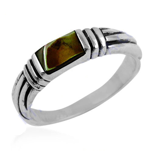 925 sterling silver ring with green stone for women