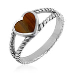 Load image into Gallery viewer, 925 Sterling Silver Tiger Eye Heart Ring for Women
