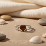 Load image into Gallery viewer, 925 Sterling Silver Tiger Eye Heart Ring for Women
