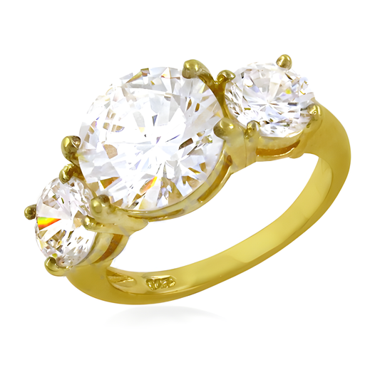 Charming Cubic Zirconia Gemstone Silver Gold Plated Ring